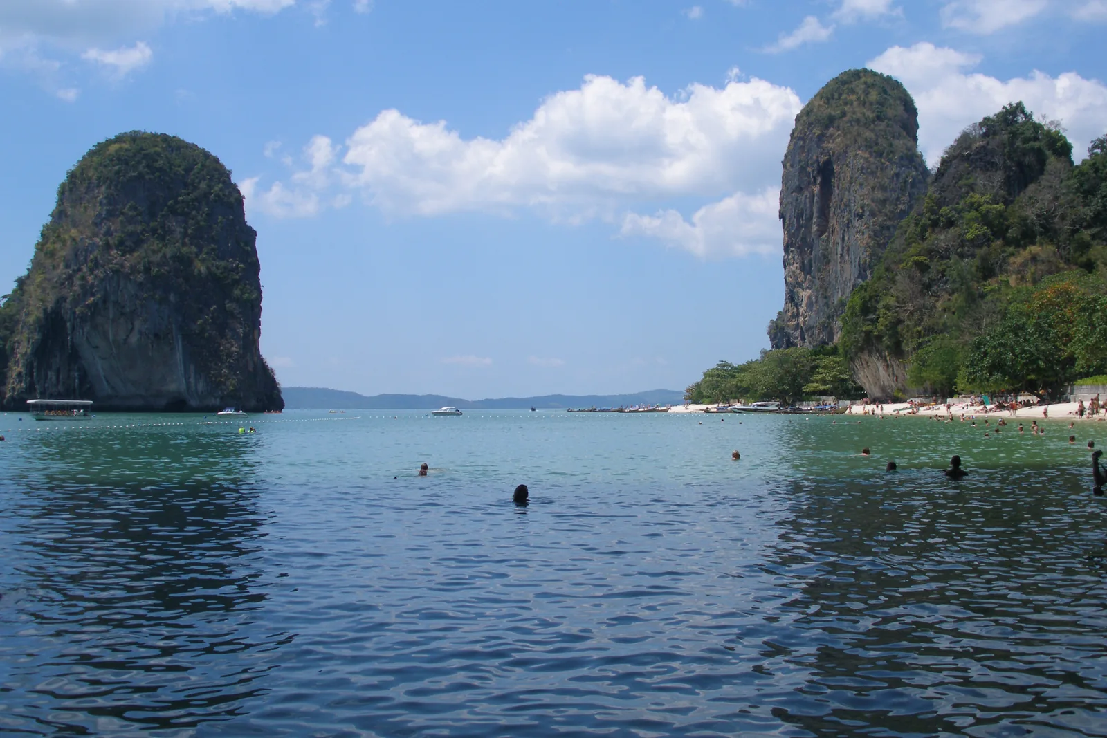 Limestone cliffs and clear sea at Railay in Krabi, Thailand